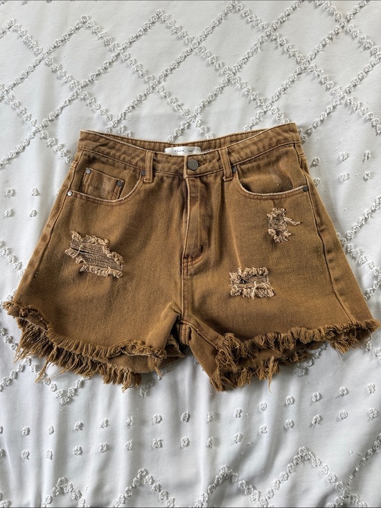 Mustard Seed Pants - Mustard Seed “mustard” Distressed Frayed Hem Women's Shorts Size Medium